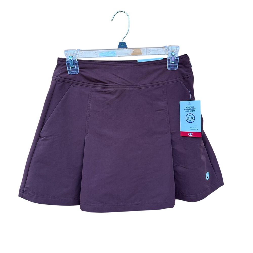 Champion Women’s Brown Pleated Athletic Skort Moisture-Wicking Inner Shorts NWT